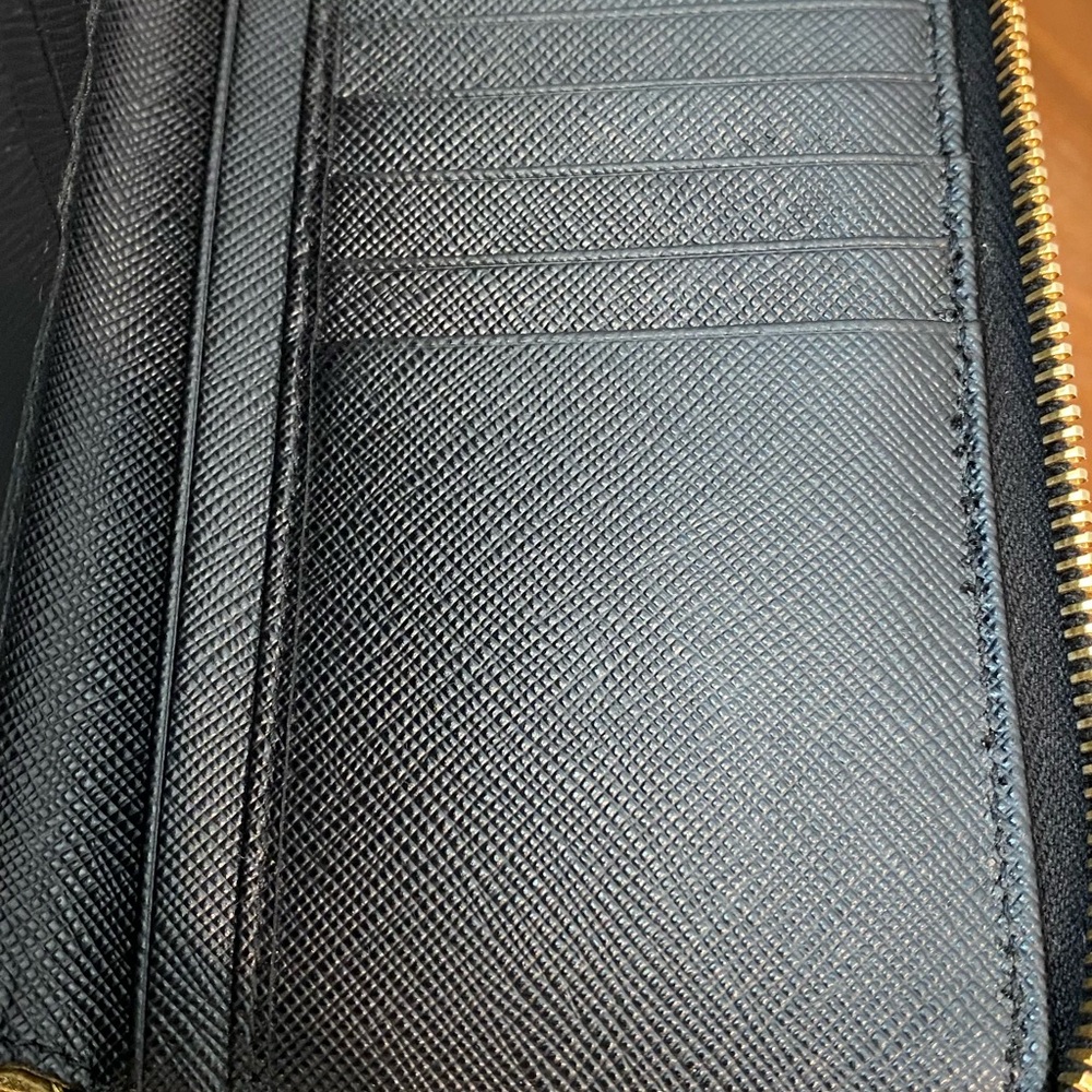 Prada Zip-Around Saffiano Leather Wallet Portafoglio Lampo (Black/Gold) - Picture 4 of 13